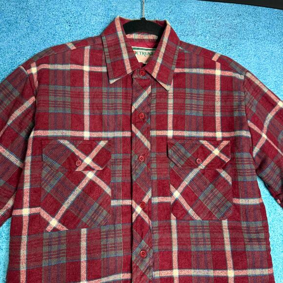 Vintage Outreach Quilted Lined Shacket Men’s S – Red Plaid Button Shirt Jacket - Picture 3 of 16